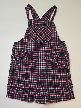 Basic Editions Plaid Cotton Shortalls